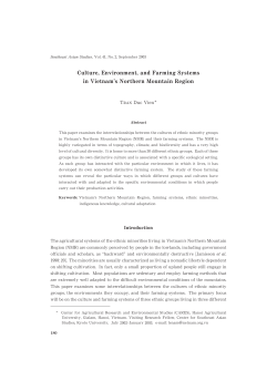 Culture, Environment, and Farming Systems in Vietnam`s Northern