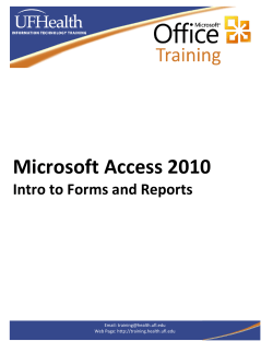Microsoft Access 2010 - UF Health Information Technology Training