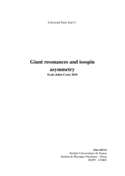 Giant resonances and isospin asymmetry - IPN Orsay