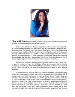Biographical Summary of Pastor Sharia M