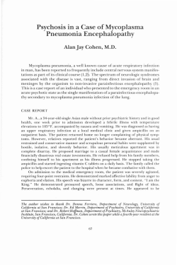 Psychosis in a Case of Mycoplasma Pneumonia Encephalopathy