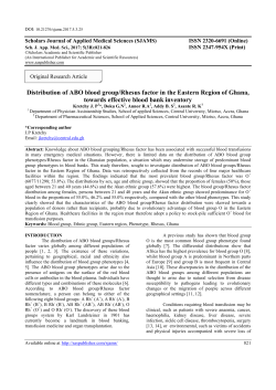 Distribution of ABO blood group/Rhesus factor in the Eastern Region