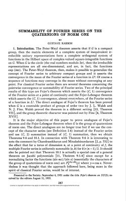 s&uuml;mmabllity of fourier series on the quaternions of norm one