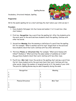 Spelling Review Vocabulary, Structural Analysis, Spelling