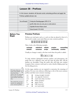 Lesson 35 - Prefixes - Downloads for All About Learning Press