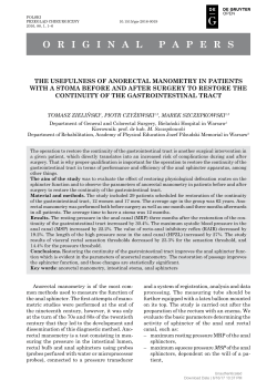 The usefulness of anorectal manometry in patients with a stoma