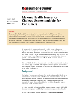 Making Health Insurance Choices - Consumers Union