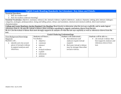 Eighth Grade Reading Standards for Literature: Key Ideas and Details