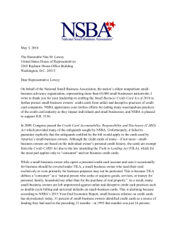 NSBA Letter of Support for the Small Business Credit Card Act of 2016