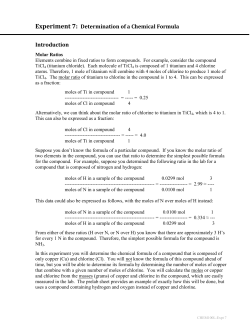 Experiment 7: Determination of a Chemical Formula Introduction