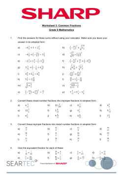 Worksheet 3: Common Fractions Grade 9 Mathematics - E