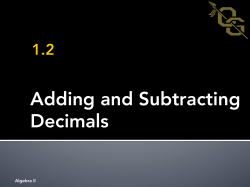 Adding and Subtracting Decimals