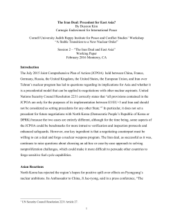 The Iran Deal: Precedent for East Asia?
