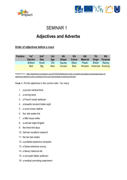 SEMINAR 1 Adjectives and Adverbs