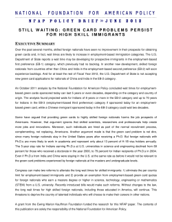 Still Waiting: Green Card Problems Persist for High Skill Immigrants