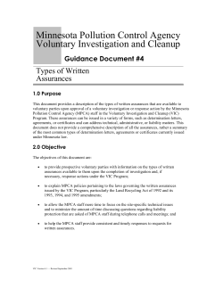 Minnesota Pollution Control Agency Voluntary Investigation and