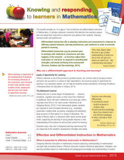 Effective and Differentiated Instruction in Mathematics