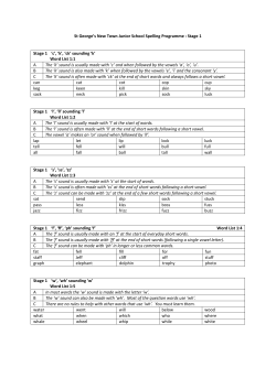 St George`s New Town Junior School Spelling Programme : Stage 1