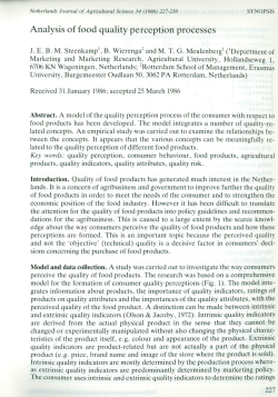 Analysis of food quality perception processes
