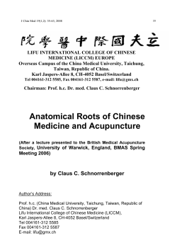 Anatomical Roots of Chinese Medicine and Acupuncture