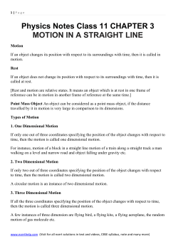 Physics Notes Class 11 CHAPTER 3 MOTION IN A