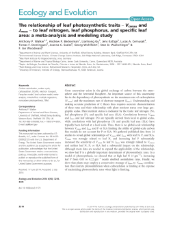 The relationship of leaf photosynthetic traits&ndash;Vcmax and Jmax&ndash;to