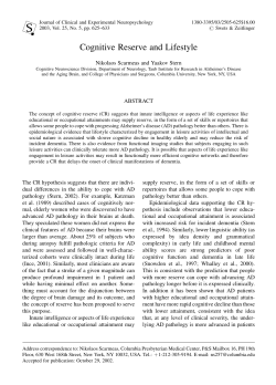 Cognitive Reserve and Lifestyle