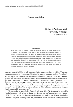 Auden and Rilke Richard Anthony York University of Ulster
