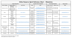 Online Resource Quick Reference Sheet