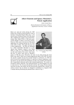 Albert Einstein and Ignacy Mościcki`s, Patent Application