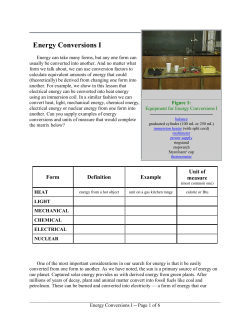 Energy Conversions I