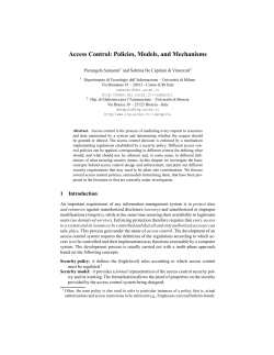 Access Control: Policies, Models, and Mechanisms