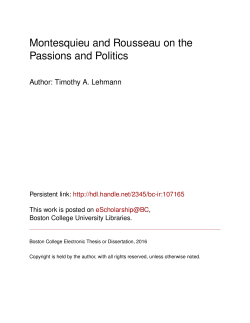 Montesquieu and Rousseau on the Passions and Politics