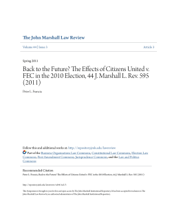 Back to the Future? The Effects of Citizens United v. FEC in the 2010
