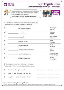 Grammar snacks: Have got - exercises