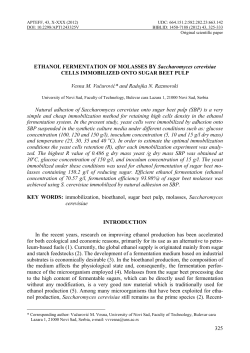 Ethanol fermentation of molasses by Saccharomyces
