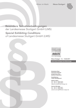 Special Exhibiting Conditions of Landesmesse Stuttgart GmbH (LMS)