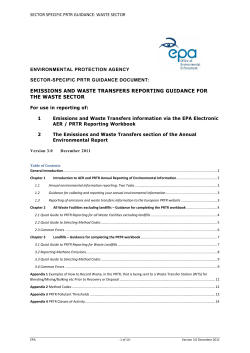 emissions and waste transfers reporting guidance for the