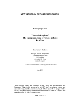 The end of asylum? The changing nature of refugee