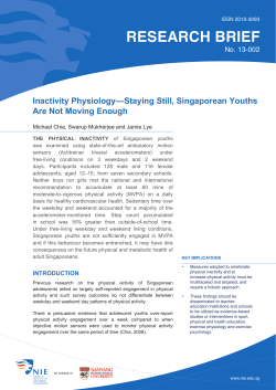 Staying Still, Singaporean Youths Are Not Moving Enough