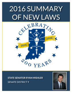 2016 summary of new laws - Indiana Senate Republicans