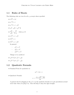 Quadratic Formula - UC Davis Mathematics