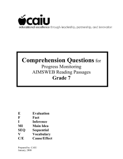 Comprehension Questions for AIMSWEB Reading