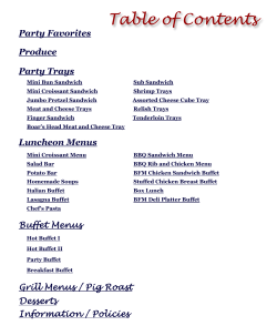 Table of Contents - Bridgetown Finer Meats