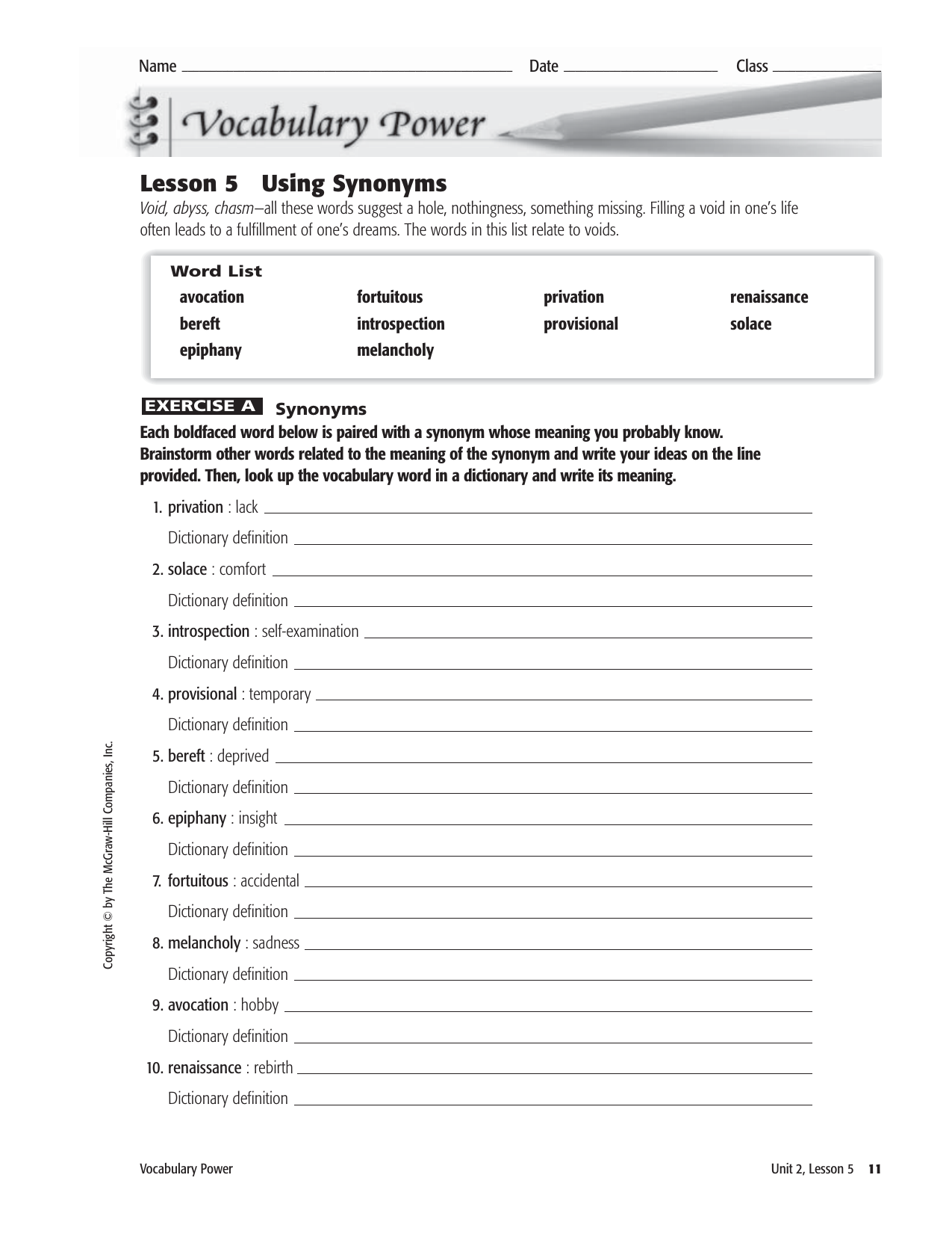 Lesson 5 Using Synonyms