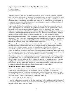 1 Popular Opinion about Economic Policy: The Role of the Media By