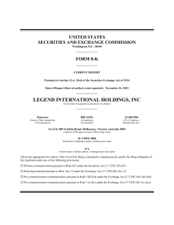 Form 8-K - Legend International Holdings