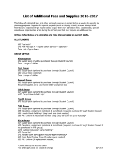 2016-2017 Additional Fees and Supplies