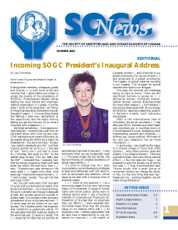 Incoming SOGC President`s Inaugural Address