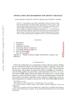 Optimal point sets determining few distinct triangles
